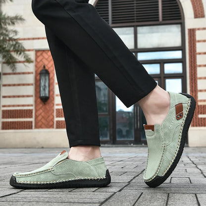 Handmade Leather Men Shoes Casual Comfortable Slip On Loafers Men Leather Shoes Flats Moccasins Walking Shoes