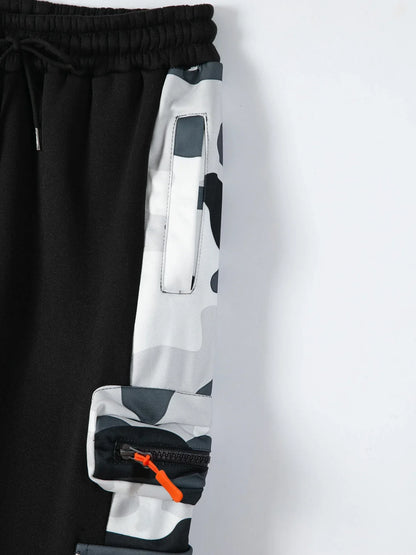 Men's Tracksuit Hoodie Sets Camouflage Hand  Hooded Leisure Suit Man Sweatshirt Pants Tactical Sweat Sports Suit