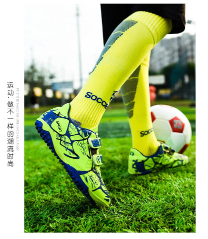 Kids Soccer Shoes HOOK&LOOP Football Sports Shoes Boy Outdoor Non-Slip Training Shoes Child Lightweight Children's Soccer Cleats