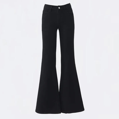 2025 New Low Waist Boot Cut Jeans For Women Fashion Stretch Denim Flared Pants Black Casual Female Bell Bottom Trousers