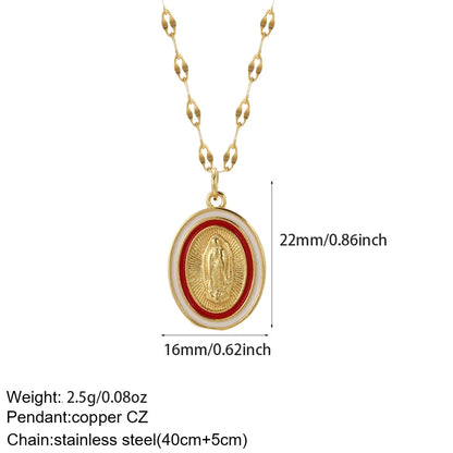 Cross Women's Pendant Collar Gold Color Our Lady Choker Jesus Necklace for Women Long Stainless Steel Chain Amulet Collars