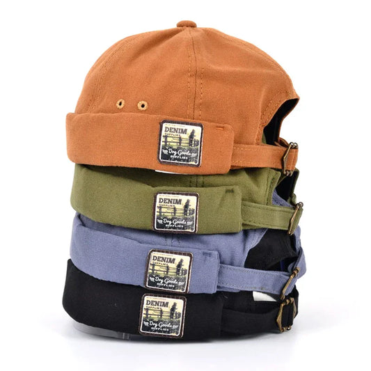 Vintage Docker Cap Brimless Hat Skullcap Retro Cotton Adjustable Soild Color Summer Autumn Spring Hip Hop Fashion