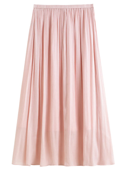 Plus-Size Women's Lightweight Flowing A-Line Skirt - 2025 Summer New Fashionable Commute Long Dress 25DS82792