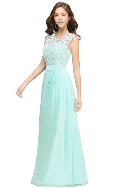 Hot Sale Lace A Line Prom Dress 2024 New Style Evening Dress Chiffon Back Illusion Bridsmaid Dress Pleat vestidos de fiesta