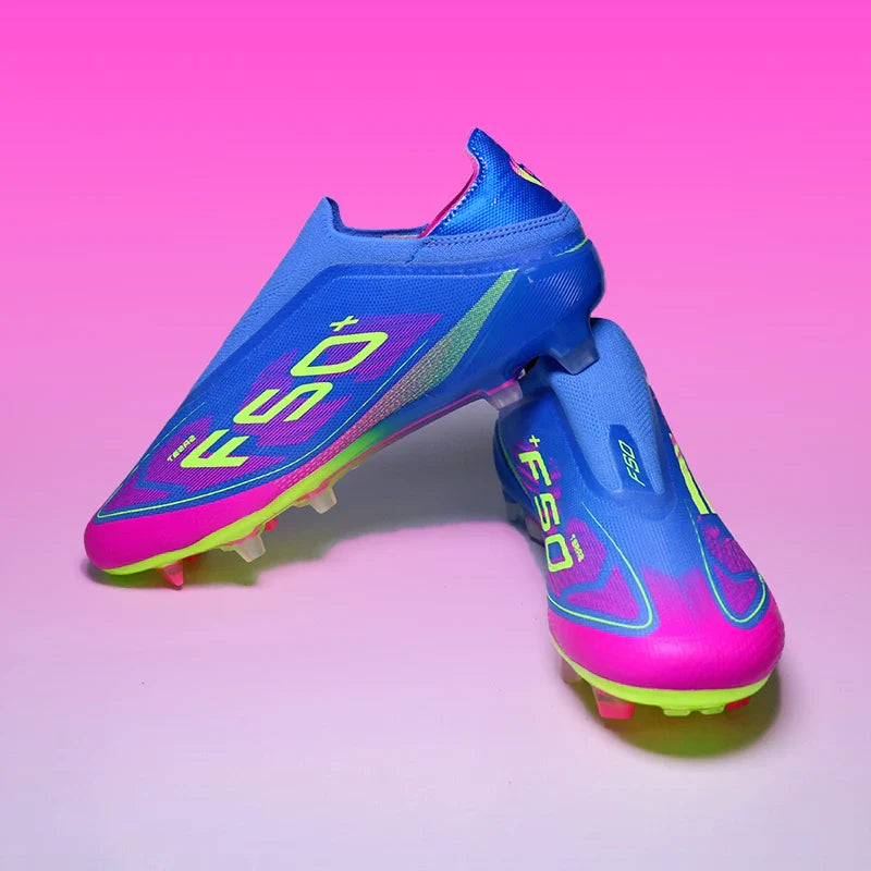 2555 High Quality Mens Soccer Shoes SLIP-ON Non-Slip Turf Soccer Cleats Boys TF/FG Training Football Boots Chuteira Campo F50