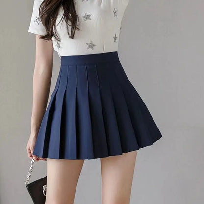 Vintage Gray Pleated Skirt Women Kawaii High Waist Mini Skirts Korean Fashion School Uniform Harajuku Streetwear Spring