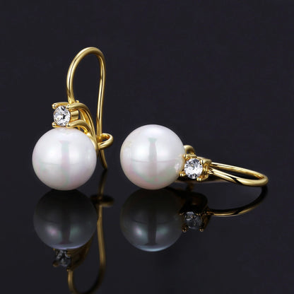Pearl Dangle Earrings Embellished with Swarovski Crystals Exquisite Fashionable Drop Earrings Imitation Freshwater Pearl Jewelry