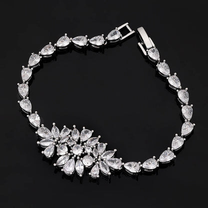 2024 New 4-piece Bride Zirconia Women's Party Jewelry Set, Deluxe Dubai Nigeria CZ Crystal Wedding Necklace Set