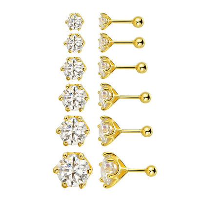 0.2/0.5/2ct D Color Moissanite Screw Stud Earrings for Women Men Silver 925 Plated 18K Pass Diamond Test 6 Prong Earring