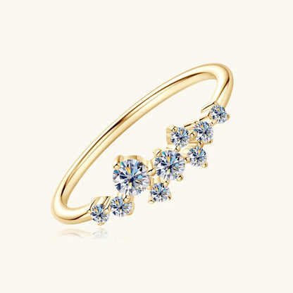 Colar e Anel de Diamantes Moissanite Prata Esterlina 925 Conjunto de Joias com Pingente de Aglomerado para Mulheres Anéis de Noivado Presente