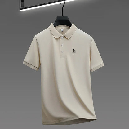 New Men's High End Brand Lape Short Sleeved Polo Shirt Summer Fashion Letter Print T-Shirt Casual Business Office Men's Clothing