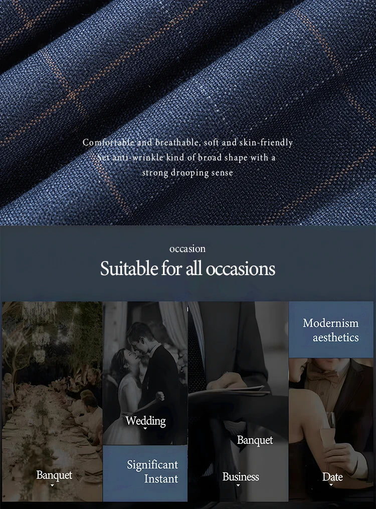 High Quality Plaid suit Formal Business Office Men's Suits Fashionable and Casual evening gown