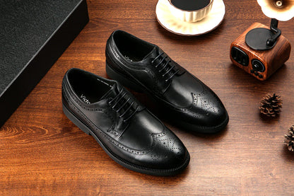 Vintage Brogue Derby Shoes Full Grain Leather Business Party Dress Shoes for Men