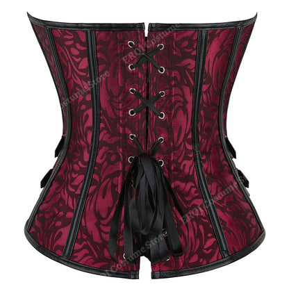 Steampunk Corset Women Plus Size Pirate Corset Top Overbust Halloween Lace Up Costume Gothic Steampunk Corset Metallic Red Brown