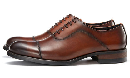 Italian Men's Genuine Leather Oxford Shoes Classic Breathable Gentleman Top Layer Cowhide Business Dress Shoes