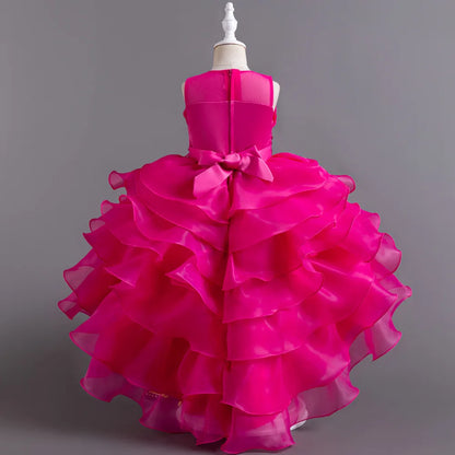 New Girls Elegant Princess Dress Embroidered Sequins Birthday Ball Evening Dress Party Fluffy Cake Dress 4-12 Years Old clothin