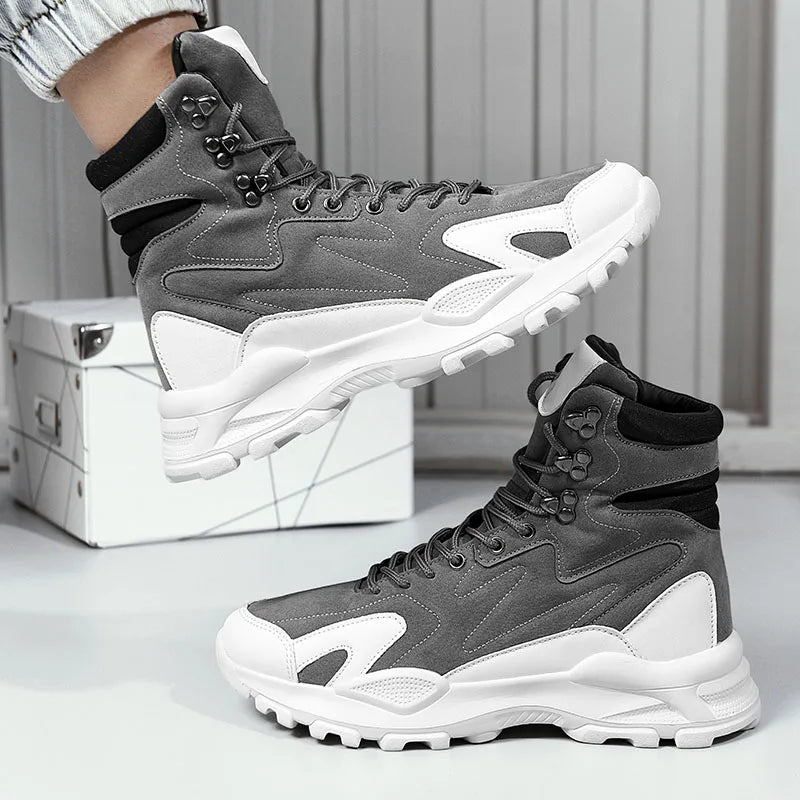 Fashion Men's Boots Comfortable Men Casual Shoes Breathable High Top Sneakers for Men Outdoor Non Slip Mens Ankle Boots Platform