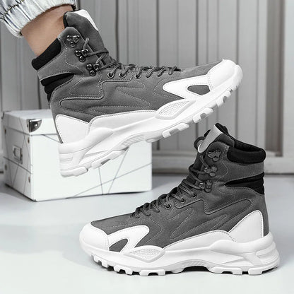 Fashion Men's Boots Comfortable Men Casual Shoes Breathable High Top Sneakers for Men Outdoor Non Slip Mens Ankle Boots Platform
