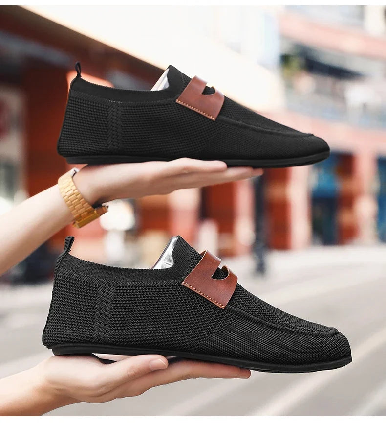 Men's Non Slip Loafers Thin Bottom Breathable Casual Slip on Lightweight Fashion Loafer Comfortable Driving Office Shoes