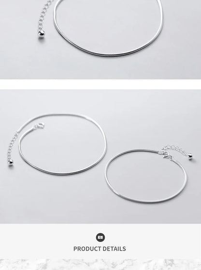 Hight Quality 100% 925 Sterling Silver Fashion Classic Snake Chain Bracelet Anklet Link for Women Fine Jewelry Bijoux