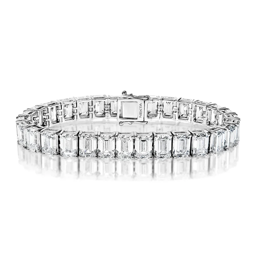 0.4/1carat Emerald Cut full Moissanite Tennis Bracelet With Certificates 925 Sterling Silver plated 18k Gold Bracelets For Women