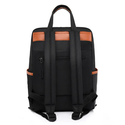 Laptop backpack with multiple pockets, adjustable shoulder straps, zipper closure, multi-purpose, school backpack