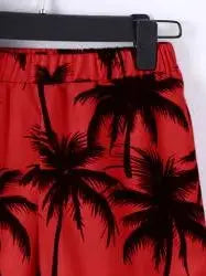 Tween Boys Casual Coconut Tree Print Short Sleeve And Shorts Set for Outdoor Beach Vacation Style Spring/Summer Gift Idea