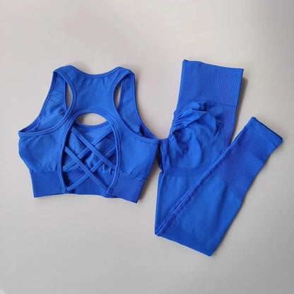 Sexy Back Design Fitness Bra for Women Pilates Shock-Proof Running  Training Tight Sports Pants Yoga Outfit Set