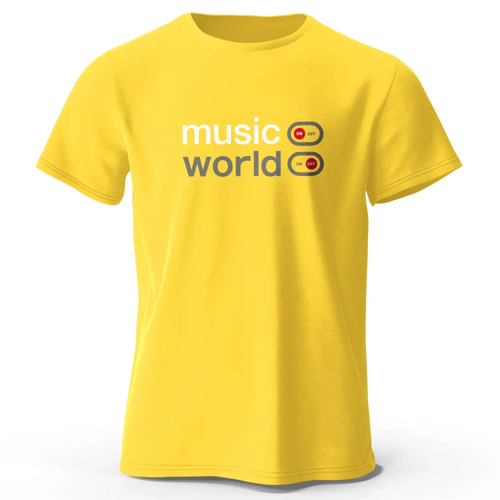 Men's Music World Printed T-Shirt 100% Cotton Oversized Classic Funny Graphic Tees for Men Women Summer Tops