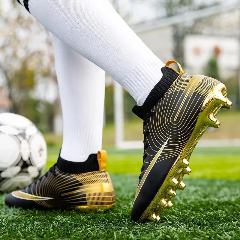 Men Soccer Shoes Ankle Outdoor Long Spikes Football Boots TF Professional Grass Cleats Unisex Football Shoes Chuteira Society