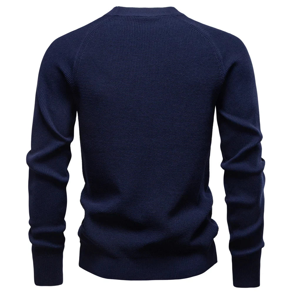 Raglan Sleeve Polo Shirt Men Henley Collar Solid Color Long Sleeve Heavyweight Cotton Business Casual Autumn Winter