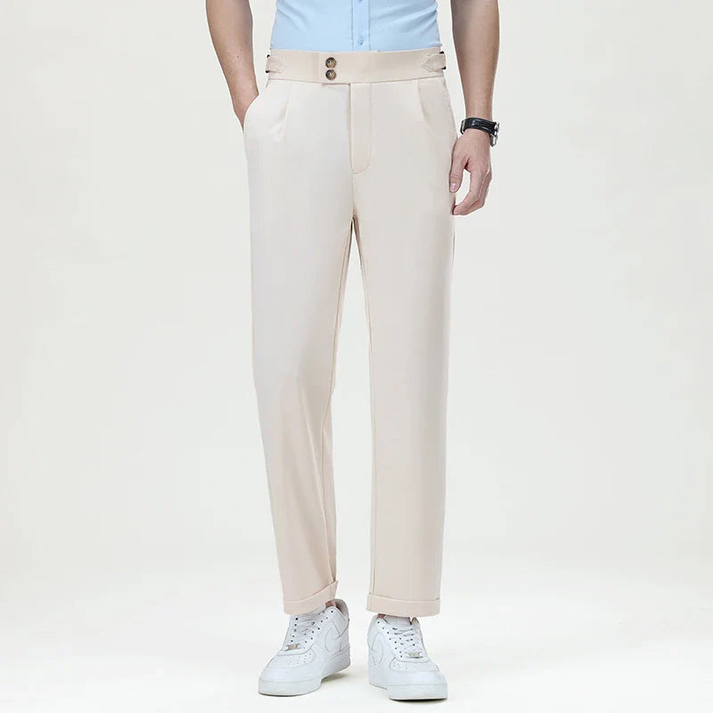 Mens Dress Pants Elastic Business Casual Pants Groom Wedding Party Formal Pants for Men Office Commute Pants