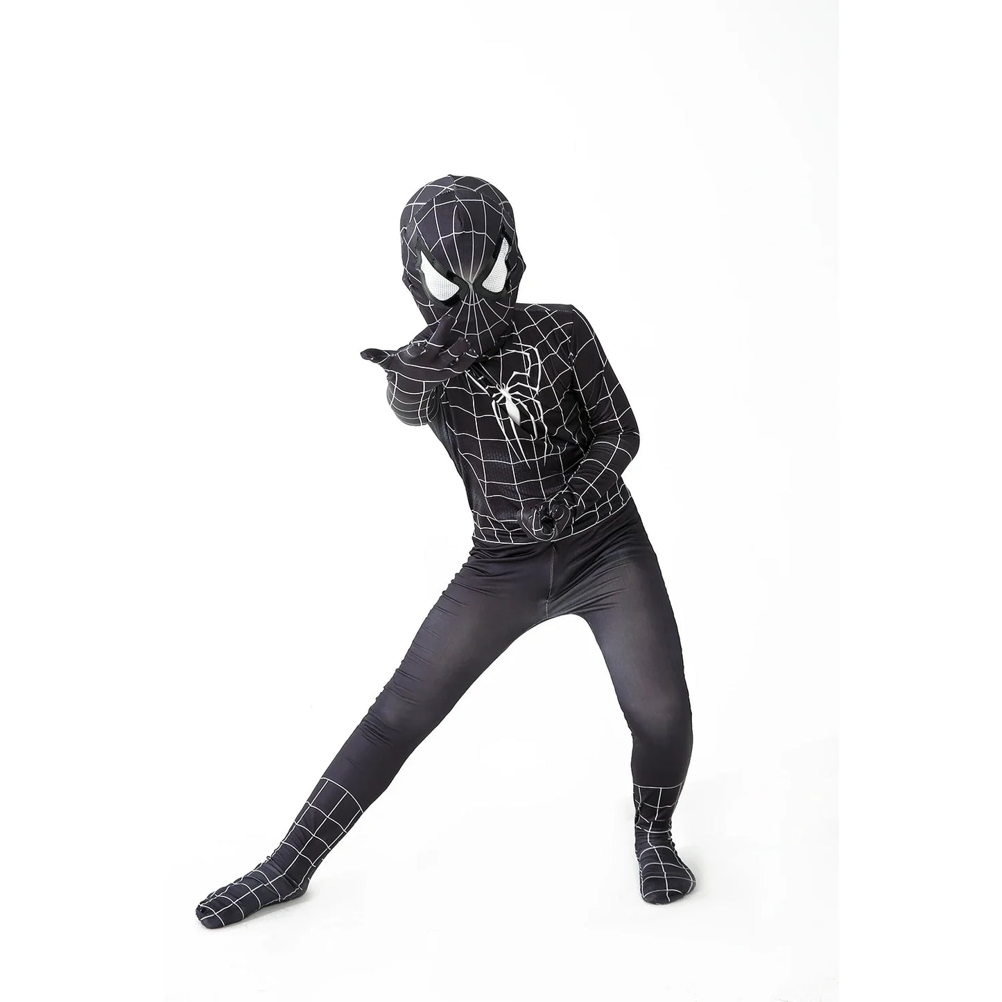 biack spider man  Superhero Costume Bodysuit for Spandex Zentai Halloween Cosplay Jumpsuit 3D Style