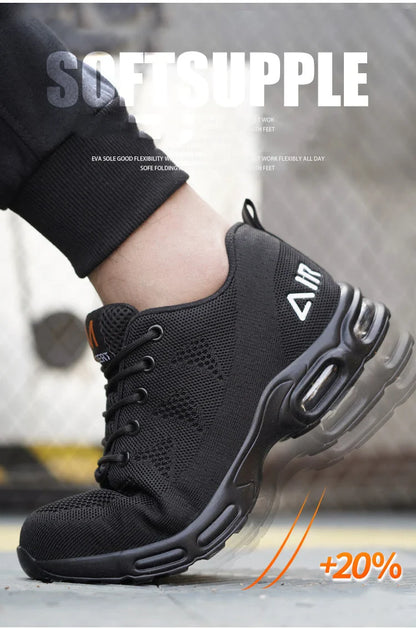 Safety Footwear Men Work Boots Lightweight Air Cushion Sneakers Puncture-Proof Work Shoes Indestructible Male Steel Toe Shoes
