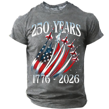 250 Years Men'S T-Shirt Patriotic American Flag Print Tee Independence Day Short Sleeve Crew Neck Casual Tops Holiday Party 2026