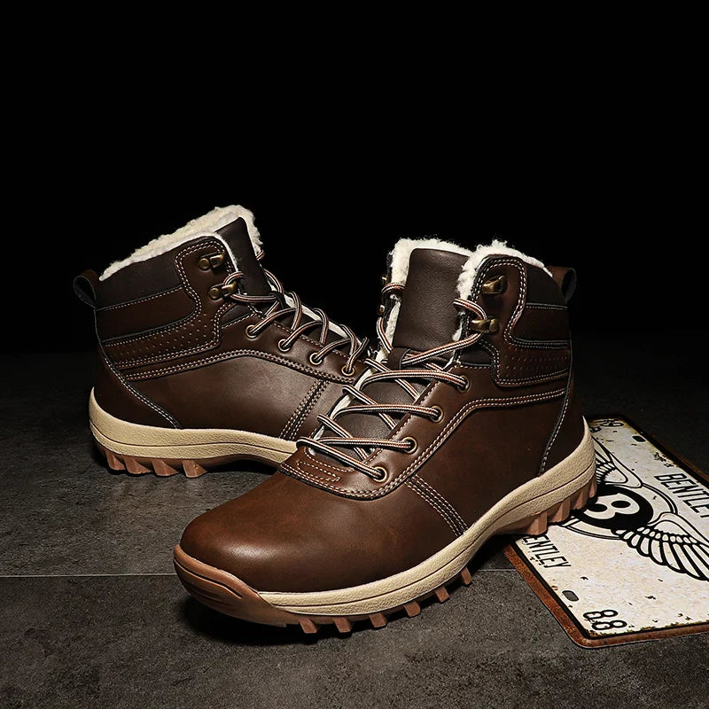 Men Boots High Quality Hking Shoes High Top Shoes Tactical Sneakers Snow Wniter Boots Outdoor Mountaineering Camping Thick Sole