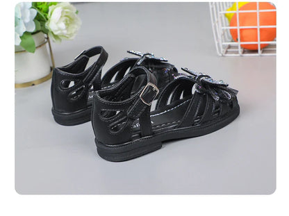 Shine Children Sandals for Girls Butterfly Cute Designer Kids Shoes Peep-toe Korean Style 2023 Summer New Soft Breatheable Chic