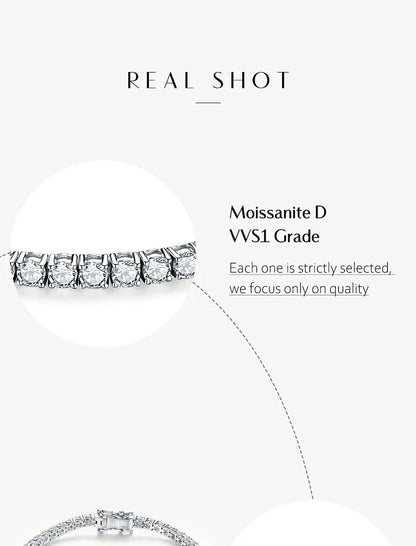 D Color Round Cut 5.0 4.0mm Moissanite Tennis Bracelet for Women Man Real 925 Sterling Silver Pass Diamond Tester Gift