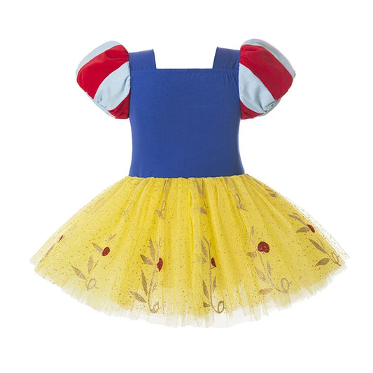 Girls' Classic Princess Style Dance Dress, Yellow Blue and Red Color Matching Halloween Costume Dress Size 100-140