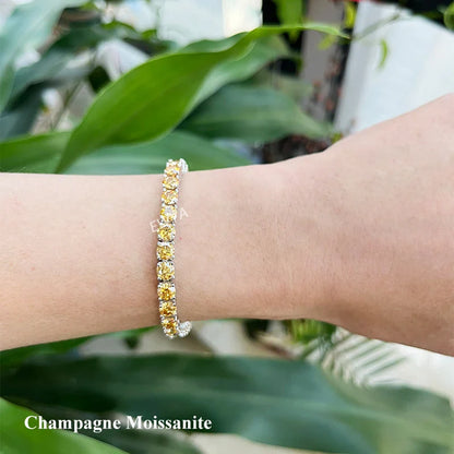 Luxury 3/4/5MM Full Blue Green Moissanite Tennis Bracelet for Men Women S925 Red Pass Diamond Test Bracelets Wholesale Gift