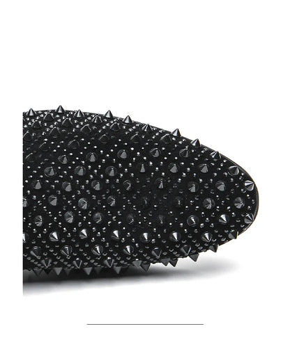 Hairdresser personality trend rivet hot diamond Loafers men's British vintage rhinestone shoe hipster leather shoes