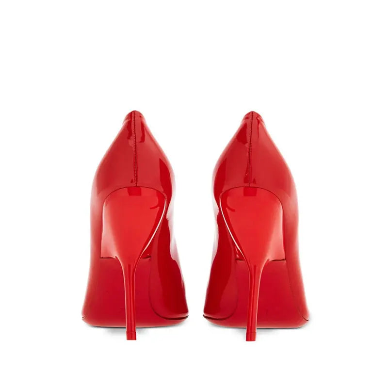 Brand Fashion Show Silvery 9cm High Heel Spring Autumn New Irregular Heels Black Red Pointed Sexy Women's Single Shoes Size 43