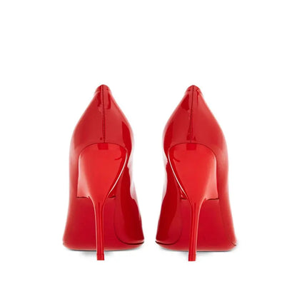 Brand Fashion Show Silvery 9cm High Heel Spring Autumn New Irregular Heels Black Red Pointed Sexy Women's Single Shoes Size 43