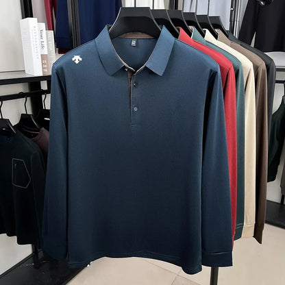 Autumn Hot Sales New Men's Polo Shirt High Quality Lapel Exquisite Print Long Sleeve T-Shirt Wrinkle Resistant Business Menswear