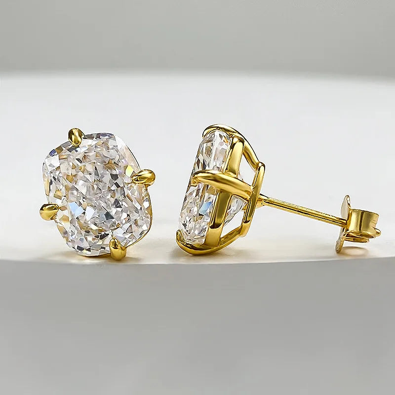 S925 Silver 8*10mm High Carbon Diamond Gemstone Earrings for Women Wedding Engagement Fine Jewelry Gift Wholesale