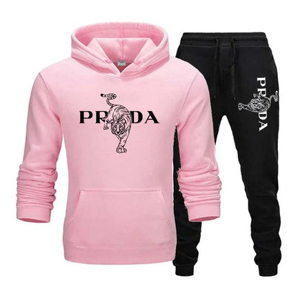 The men's outdoor fitness sweatshirt and pants set for autumn and winter includes a long-sleeved sports shirt and casual pants