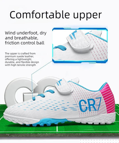 New Hot Children Football Boots Outdoor Trainers Soccer Shoes for Kids Boys Girls Hook Loop Football Cleats Futsal Sneakers28-39