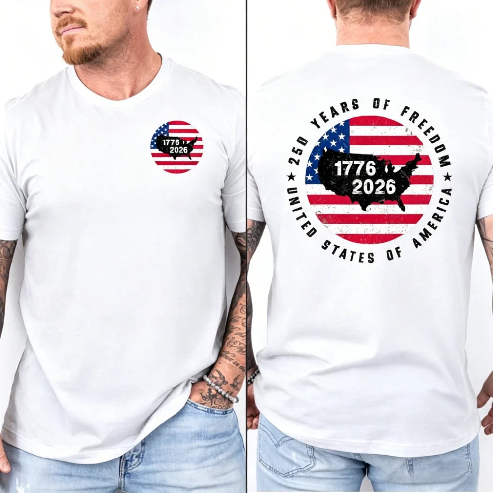 America 250th Anniversary Shirt Patriotism Independence Day TShirt 1776 2026 USA Map Flag Tee Men Women Casual Cotton Tops