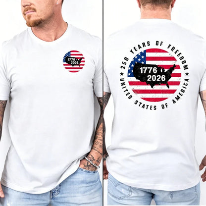 America 250th Anniversary Shirt Patriotism Independence Day TShirt 1776 2026 USA Map Flag Tee Men Women Casual Cotton Tops