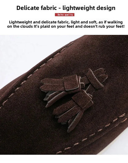 Unisex Lightweight Flat Bottom Tassel Casual Shoes Fashionable Versatile Large Size Men's Shoes Business Casual Slip-On Loafers
